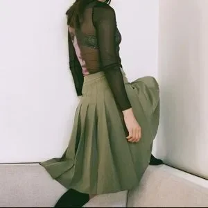 スカート heaven Distressed Knit Skirt heaven 25ZS07-Haven Sweater Knit Midi Skirt, Fern - Cheeks Jeans